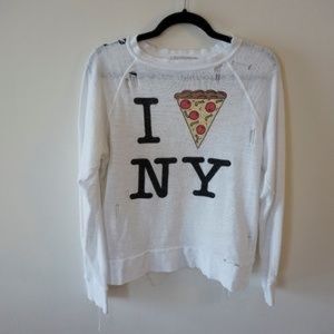 Wildfox “I 🍕 NY” long-sleeve light sweatshirt